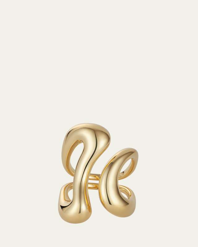 18K Yellow Gold Bold Stream Open Ring